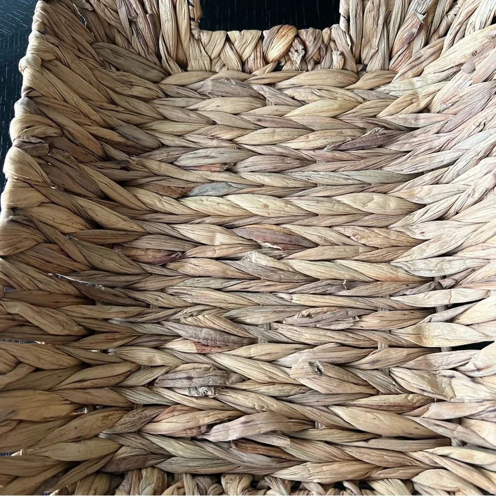 Woven Rectangular Basket with Handles 9x11in